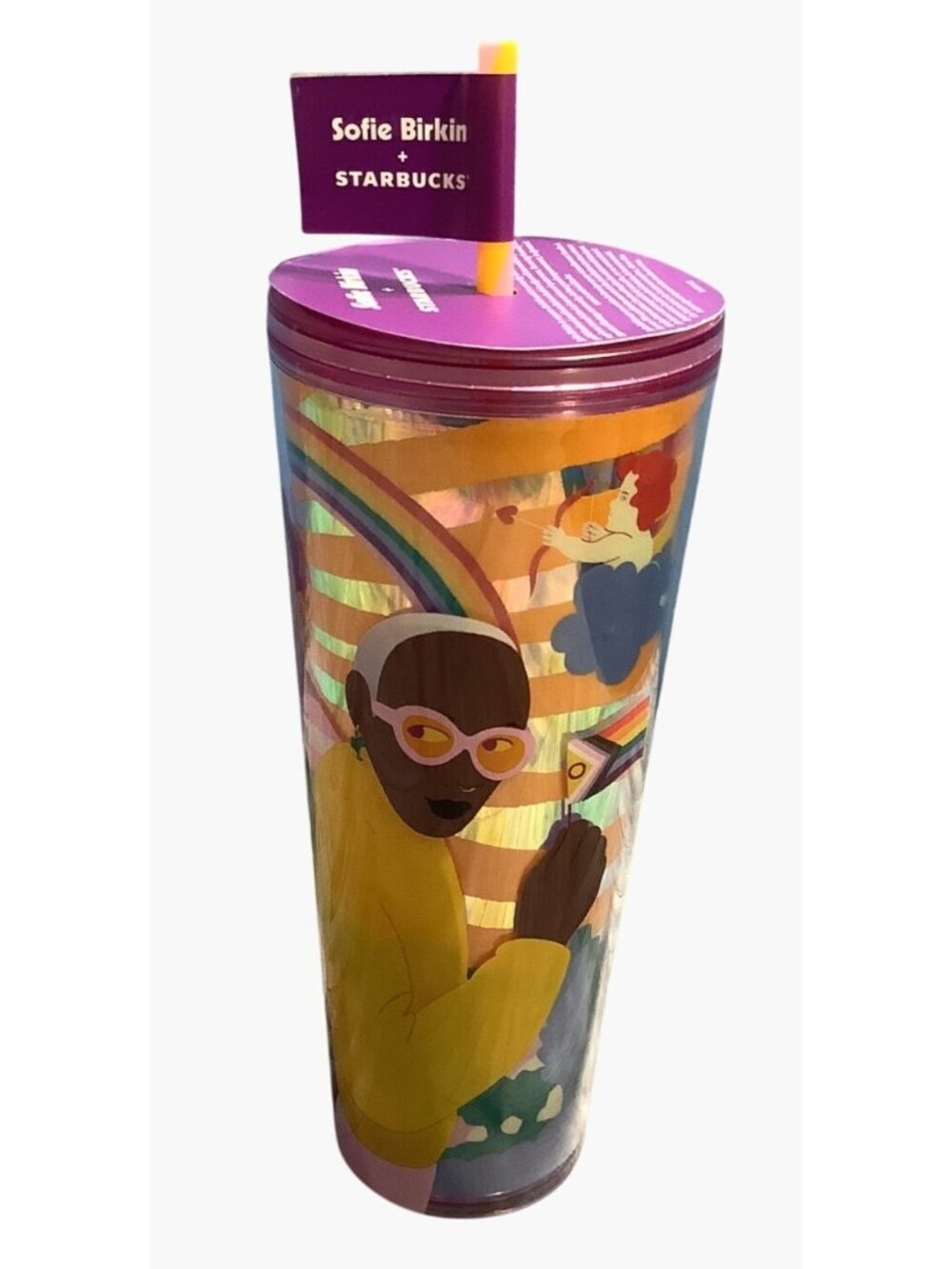 Starbucks Sofie Birkin Tumbler 2024 Colorful Cup Lid & Straw  24 Oz